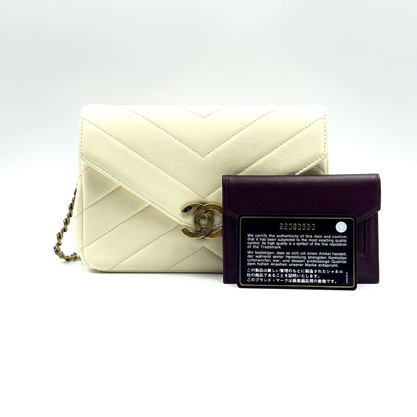 Coco Envelope Flap bag beige chevron quilted lethaer crossbody