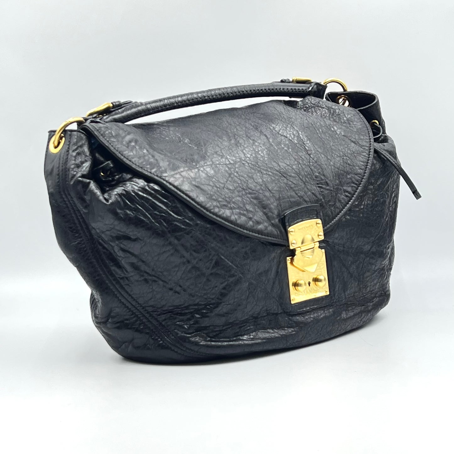 Black Leather Hobo Bag