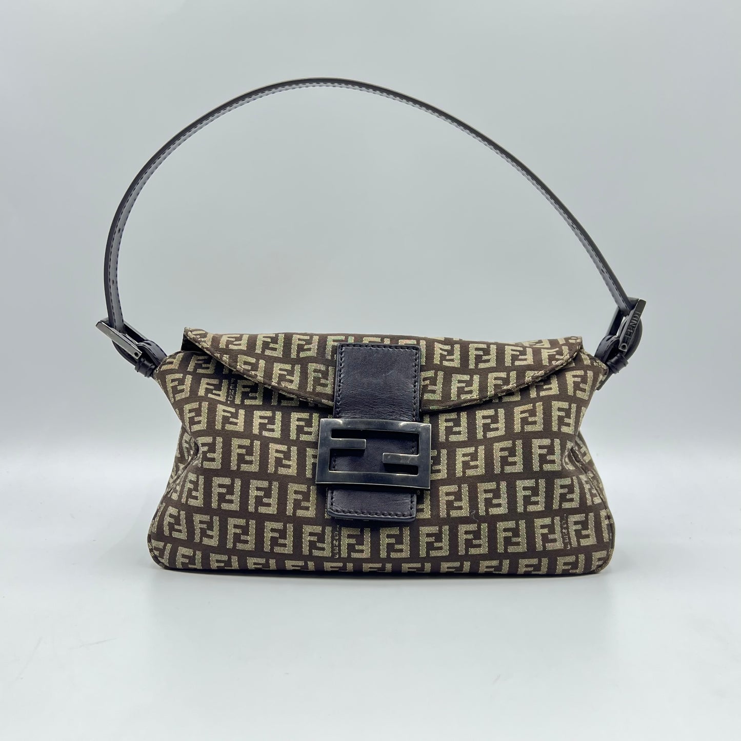Vintage Fendi Zucchino Canvas Baguette Bag