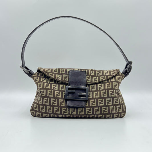 Vintage Fendi Zucchino Canvas Baguette Bag