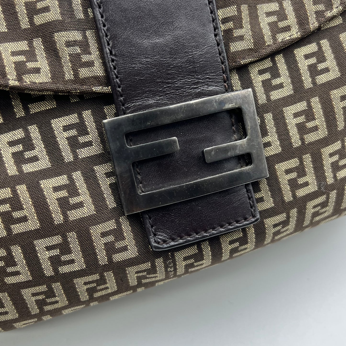 Vintage Fendi Zucchino Canvas Baguette Bag