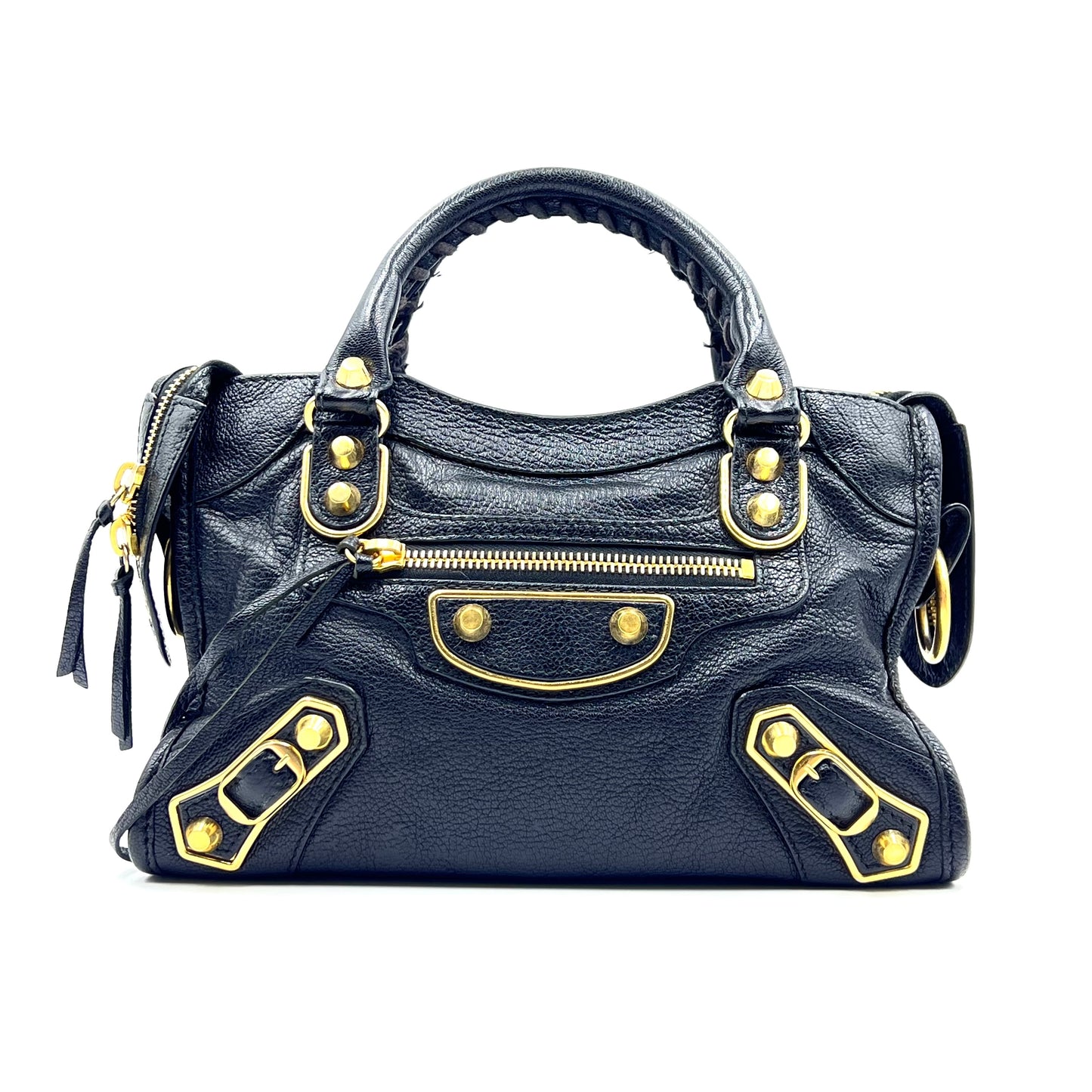 Chevre Gold Metallic Edge Hardware Mini City Black