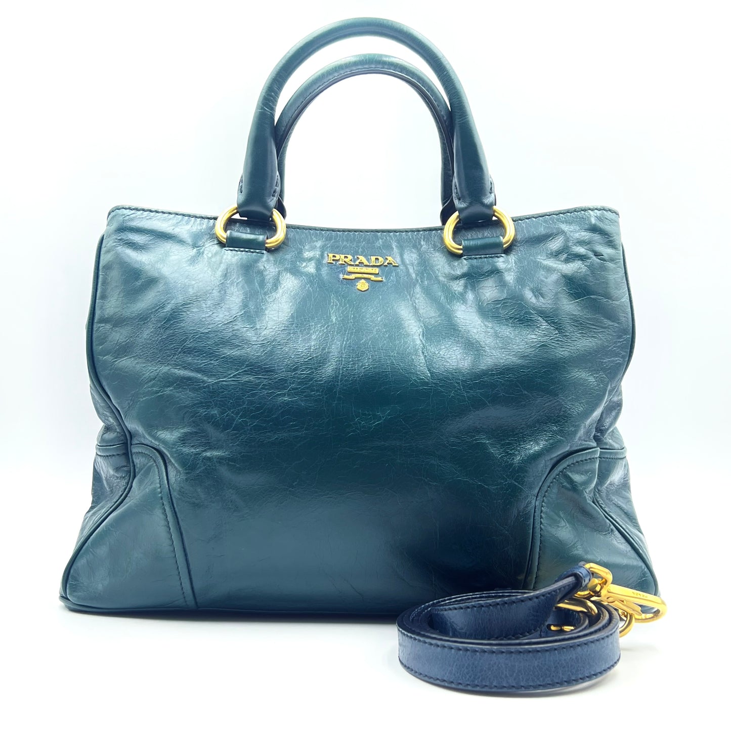 Vitello Shine Tote Blue Pony-style calfskin