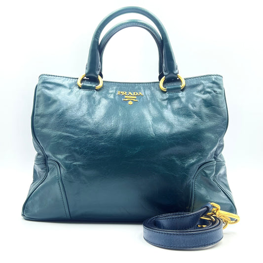 Vitello Shine Tote Blue Pony-style calfskin