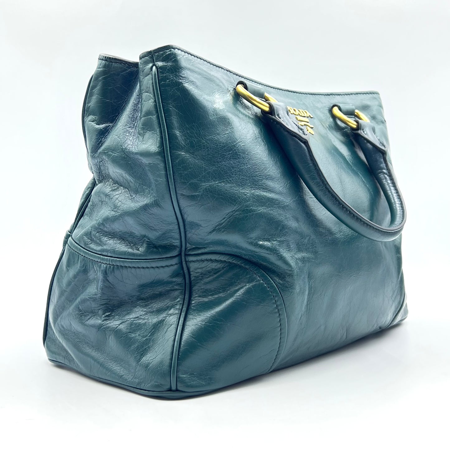 Vitello Shine Tote Blue Pony-style calfskin