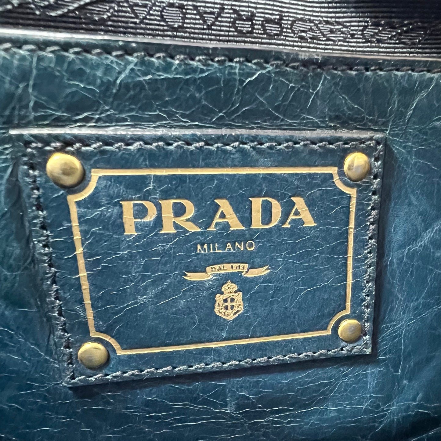 Vitello Shine Tote Blue Pony-style calfskin