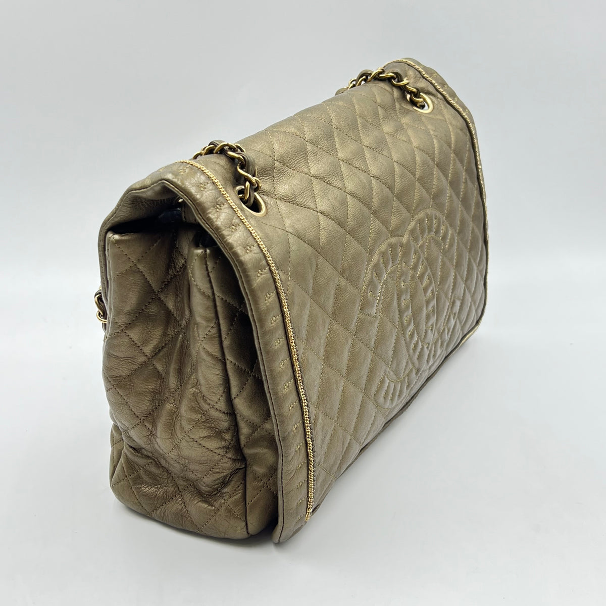 Bronze Quilted Leather Calfskin Leather Istanbul Flap Bag