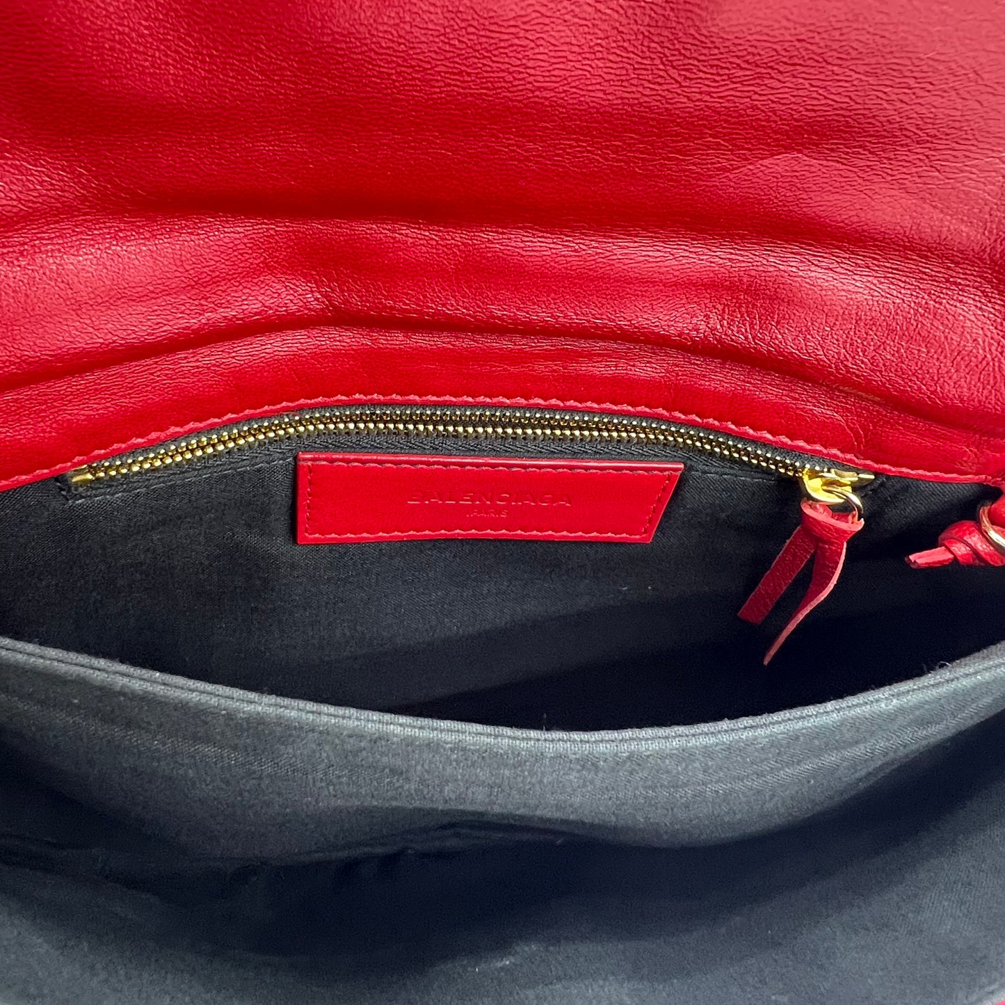 Rouge Grenade Chevre Leather Metallic Edge Envelope Clutch Crossbody Bag w/ Strap