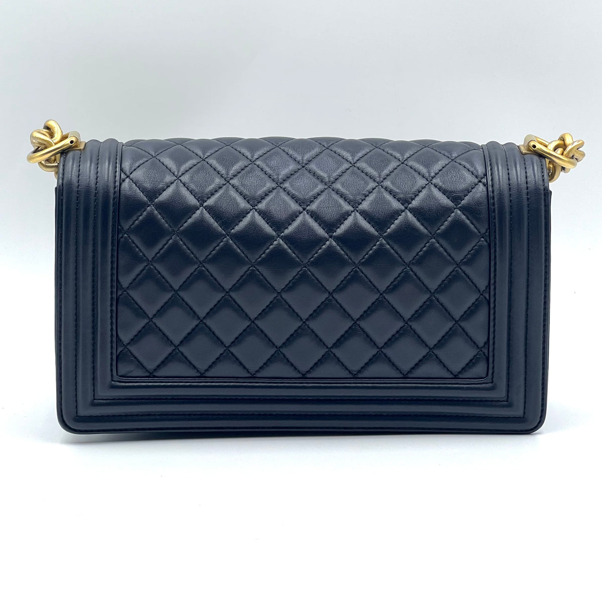 Lambskin Quilted Old Medium Boy Flap Dark Navy Lambskin Quilted Old Medium Boy Flap Dark Navy, view 3 of 8