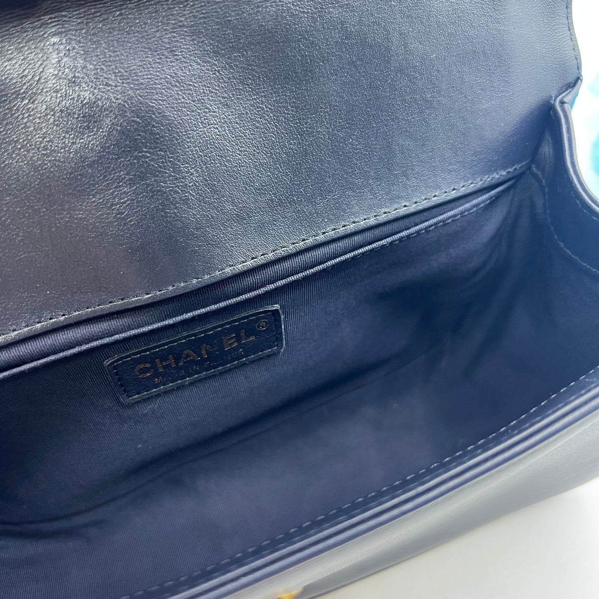 Lambskin Quilted Old Medium Boy Flap Dark Navy Lambskin Quilted Old Medium Boy Flap Dark Navy, view 4 of 8