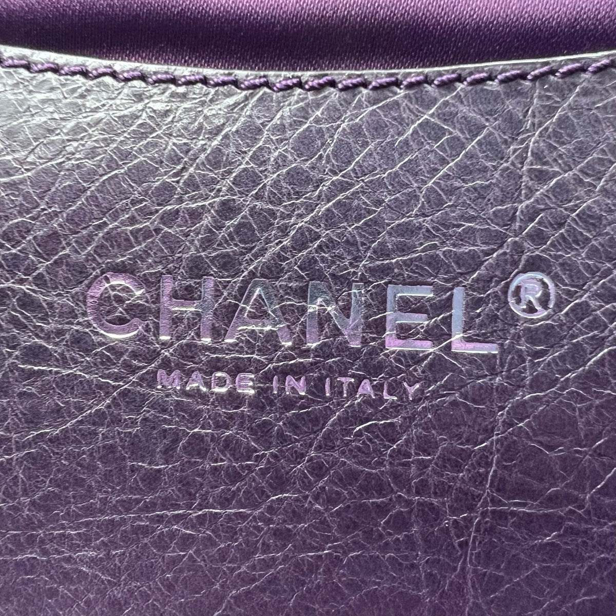 Purple Quilted Glazed Leather On-the-Road Tote Bag