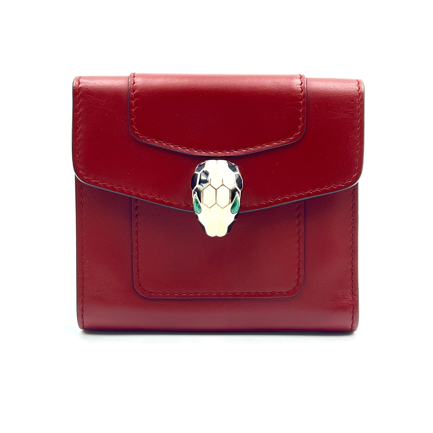 Red Leather Serpenti Forever Trifold Wallet