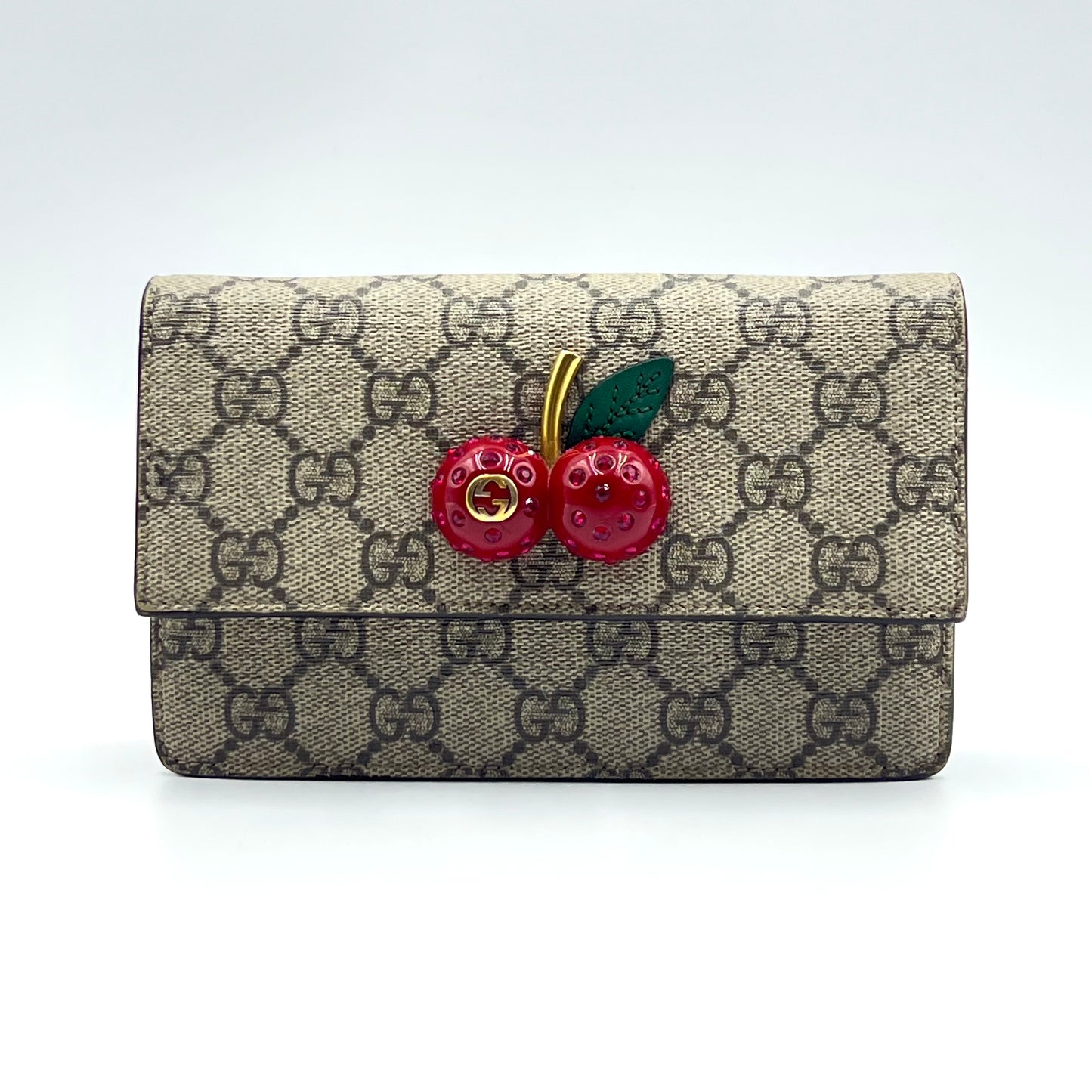GG Supreme Monogram Mini Cherry Chain Bag