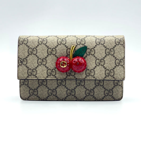 GG Supreme Monogram Mini Cherry Chain Bag