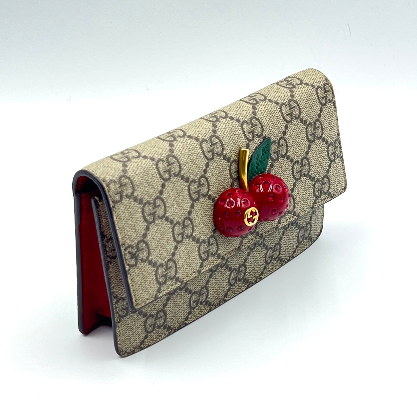GG Supreme Monogram Mini Cherry Chain Bag