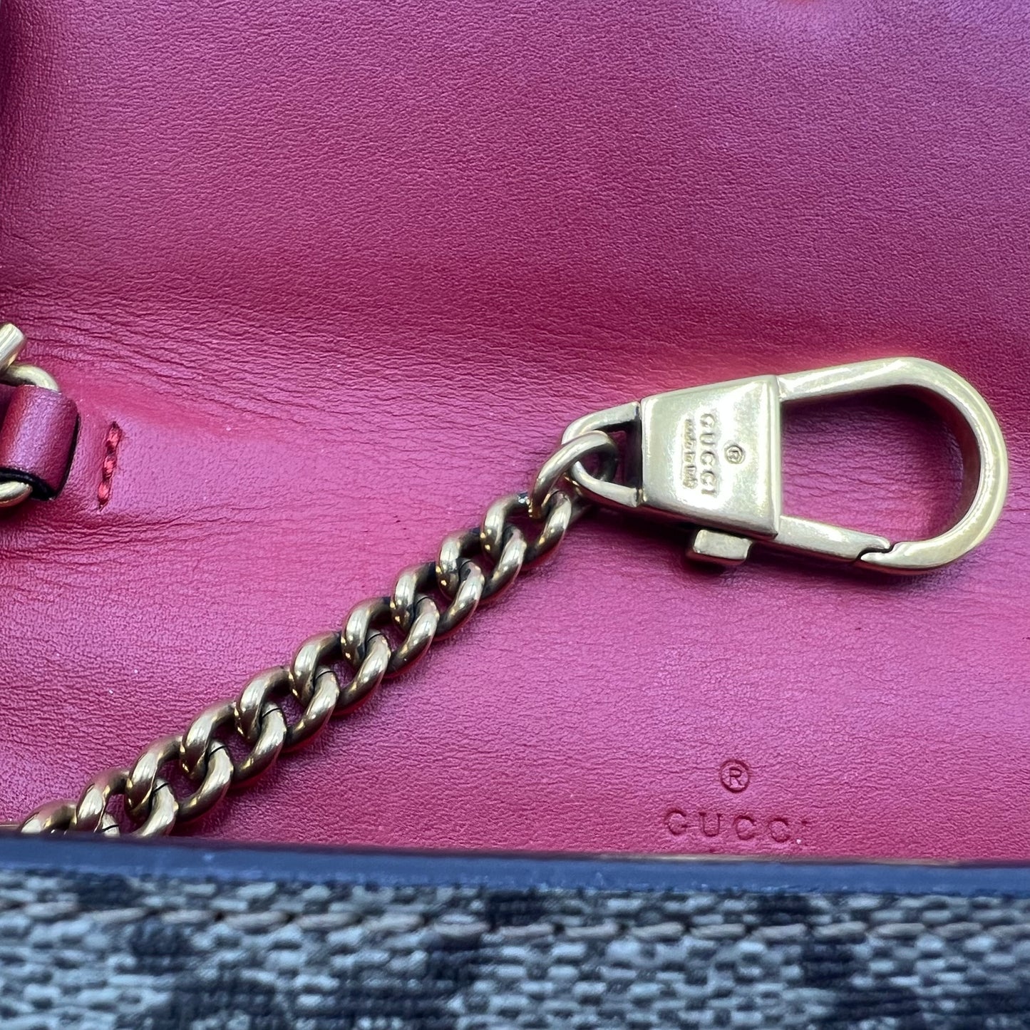GG Supreme Monogram Mini Cherry Chain Bag