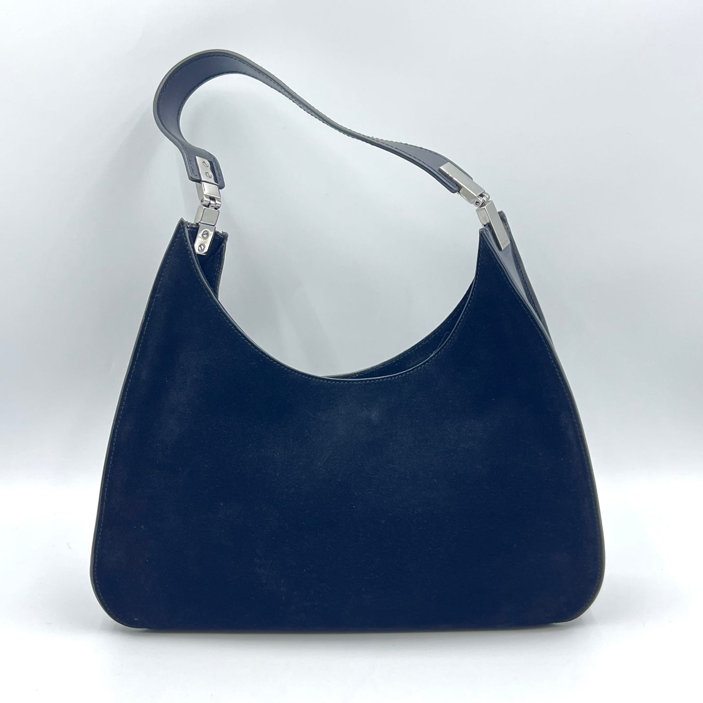 Suede Logo Shoulder Bag Black