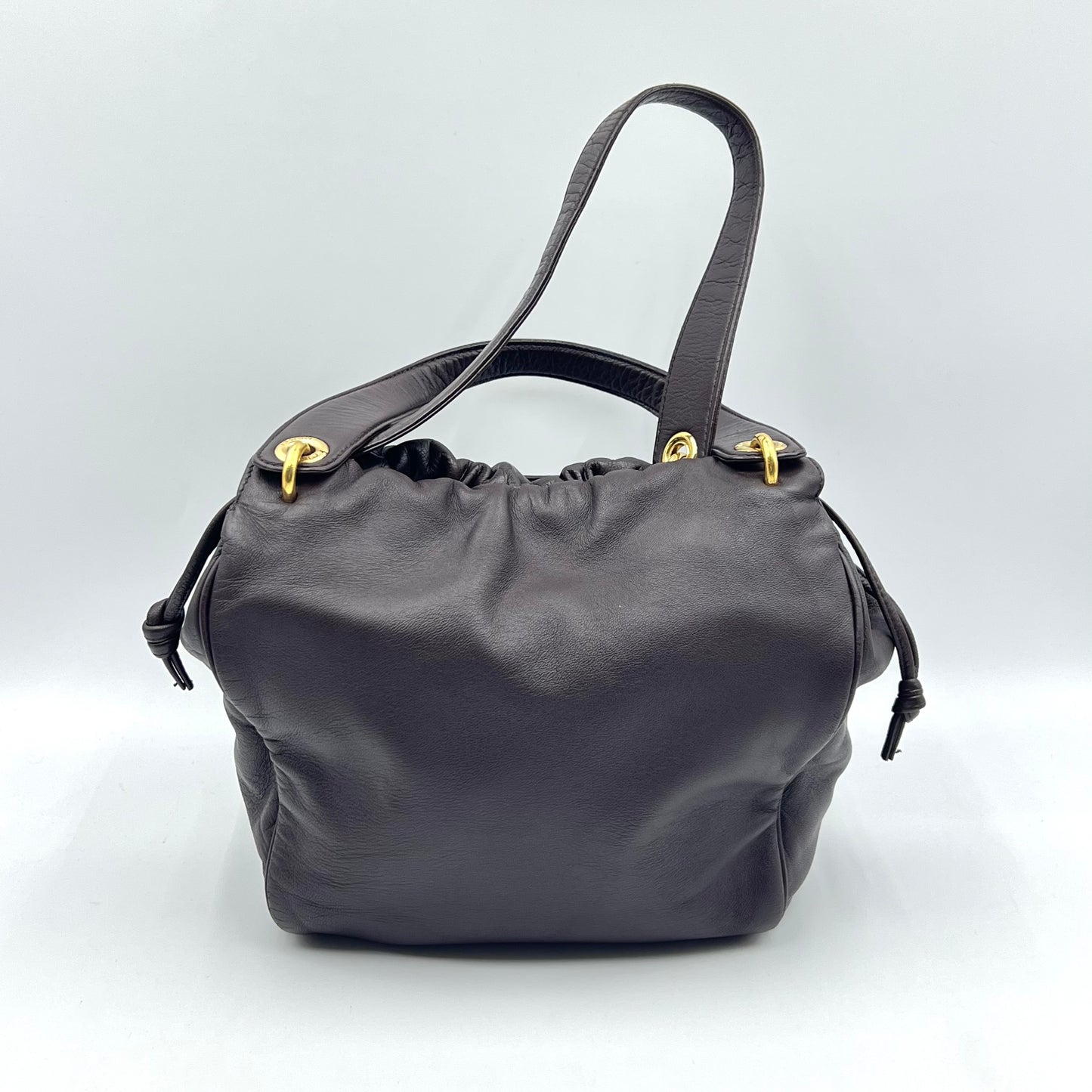 Ostrich Embossed Medium Tote Bag Brown