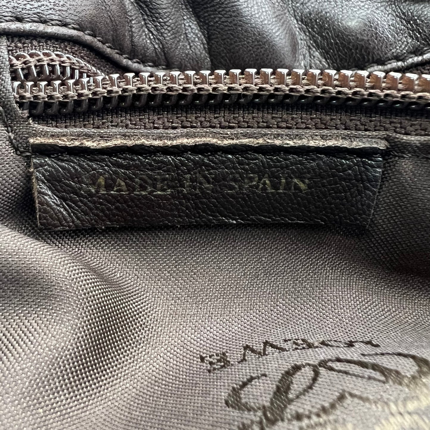 Ostrich Embossed Medium Tote Bag Brown