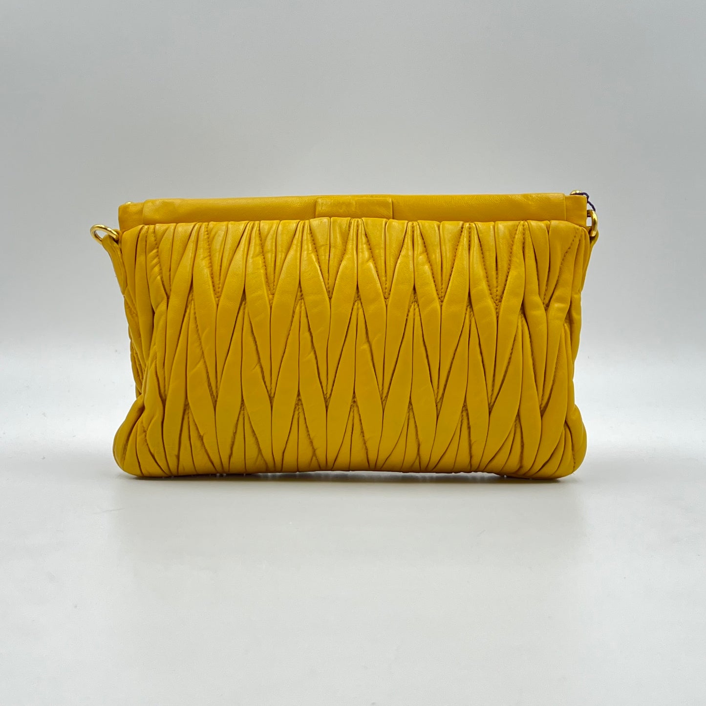 Miu Miu Yellow Metalasse Leather Crossbody Bag