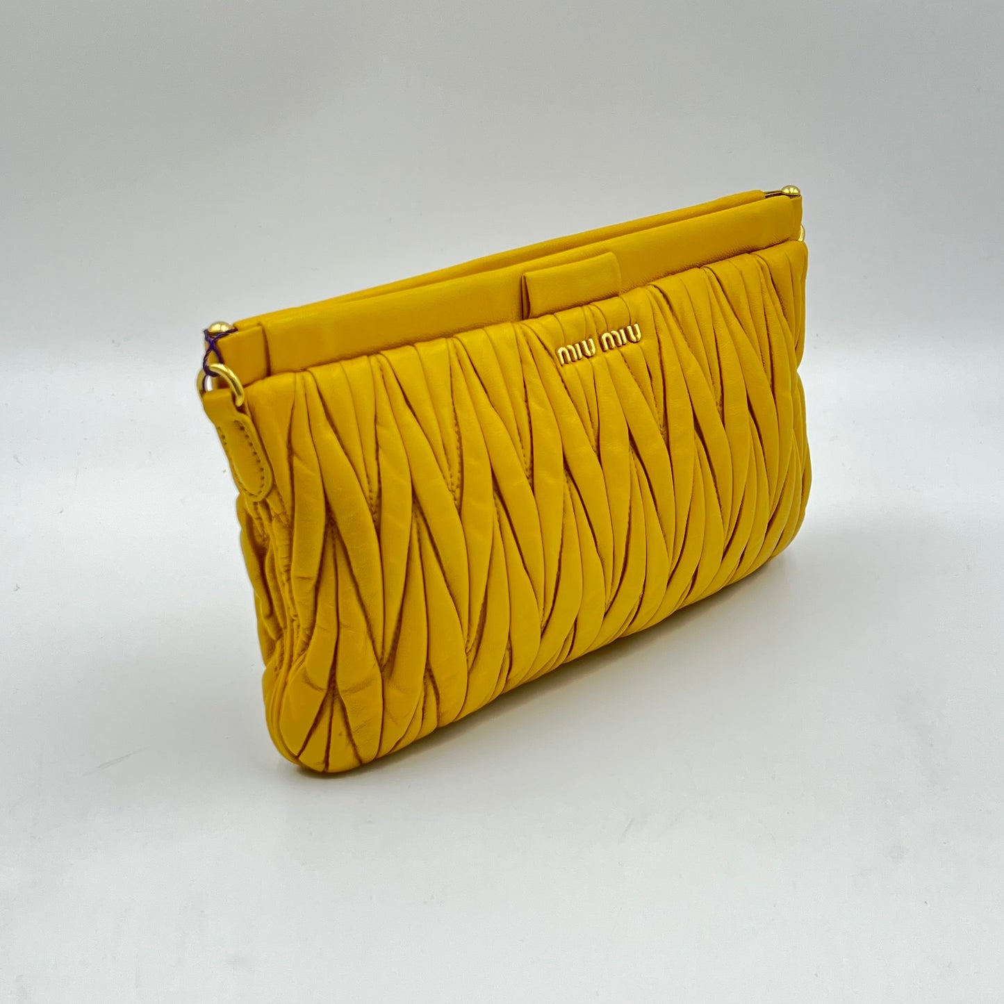 Miu Miu Yellow Metalasse Leather Crossbody Bag