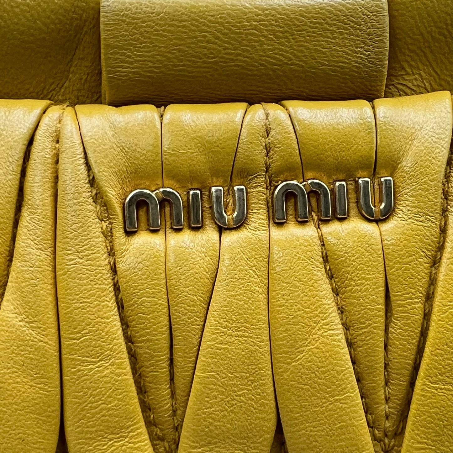 Miu Miu Yellow Metalasse Leather Crossbody Bag