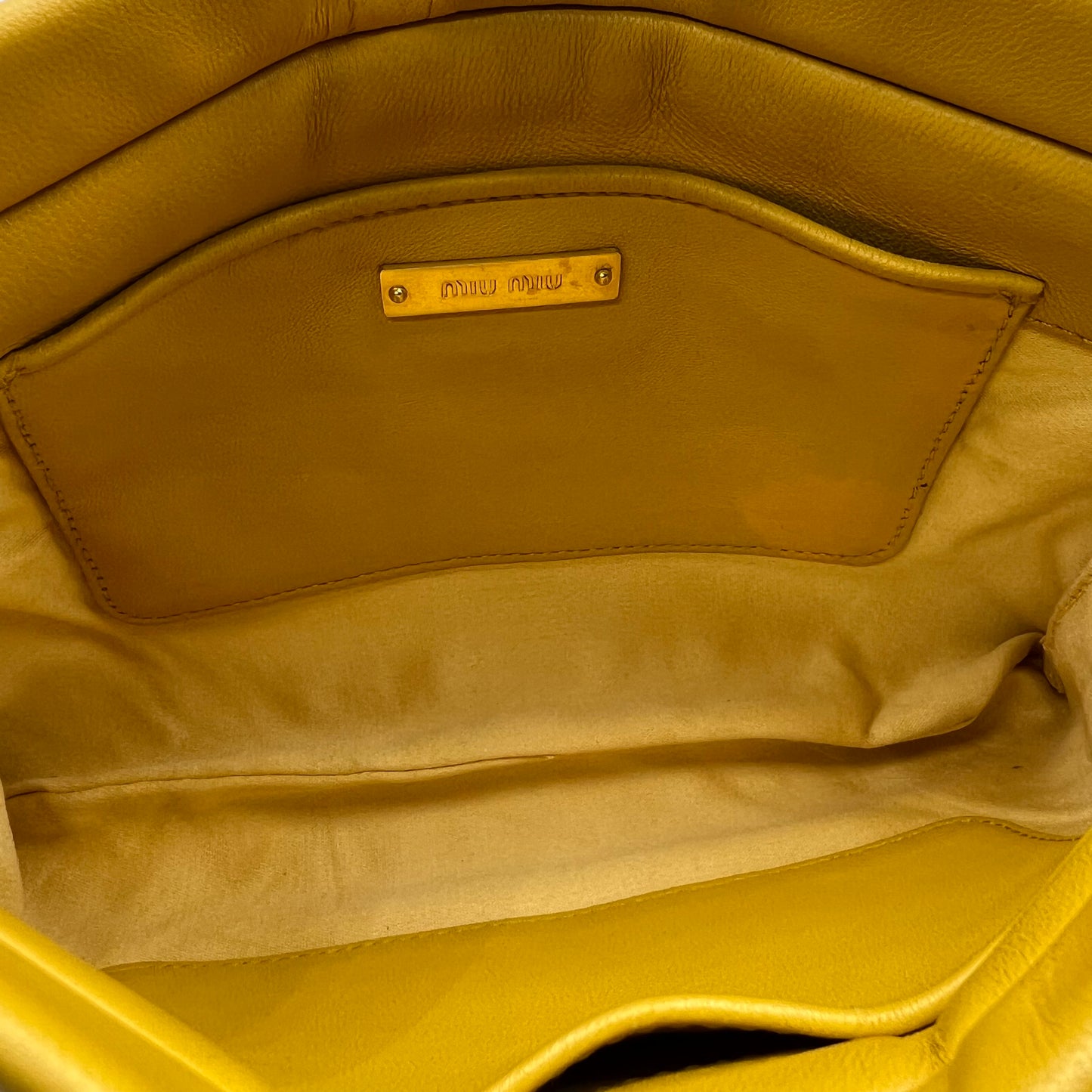 Miu Miu Yellow Metalasse Leather Crossbody Bag