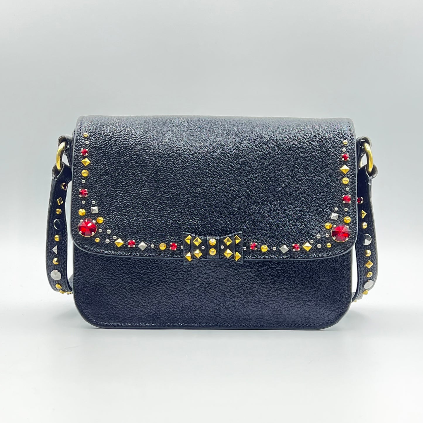 Leather Crossbody Bags MiuMiu Madras Jeweled Crossbody Bag