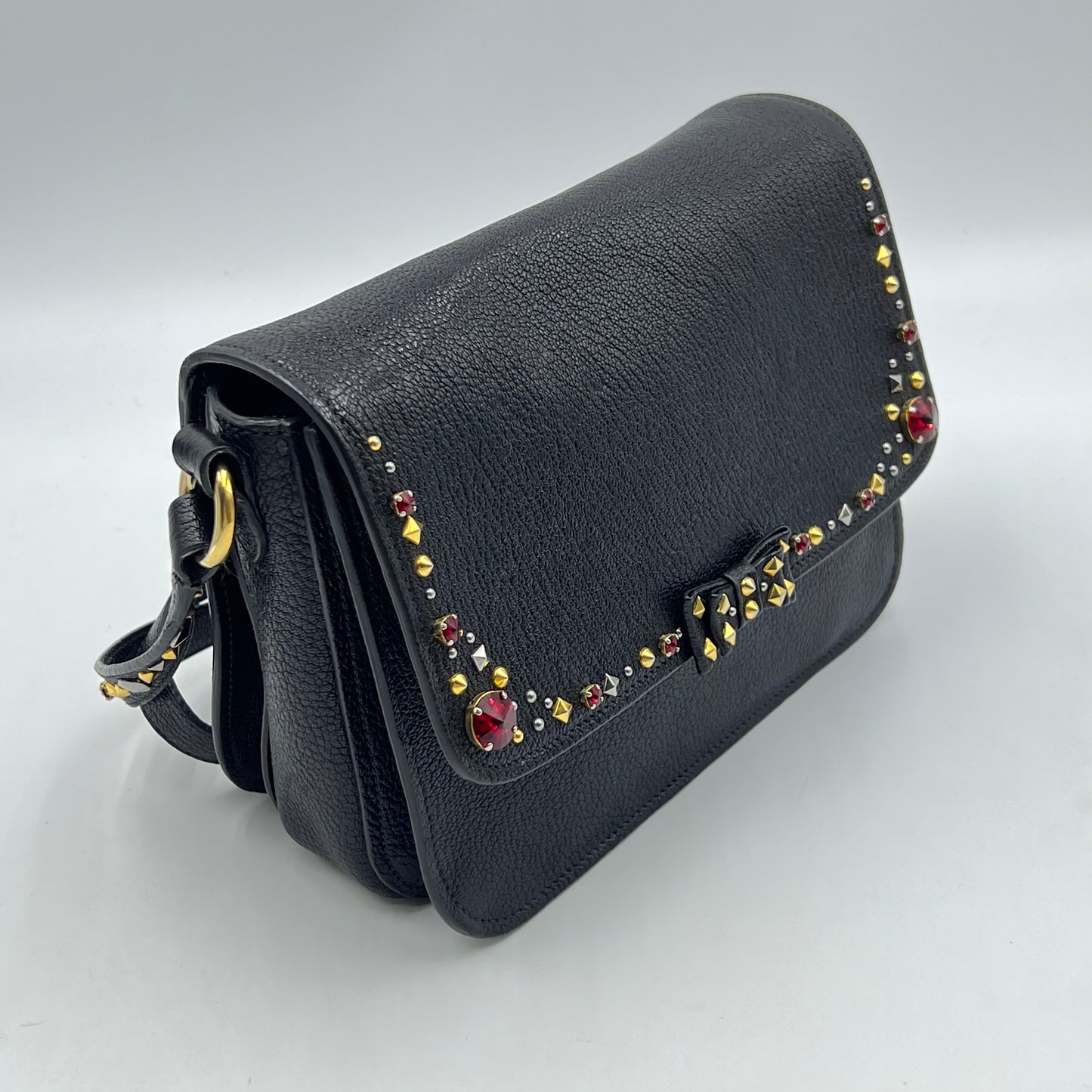 Leather Crossbody Bags MiuMiu Madras Jeweled Crossbody Bag
