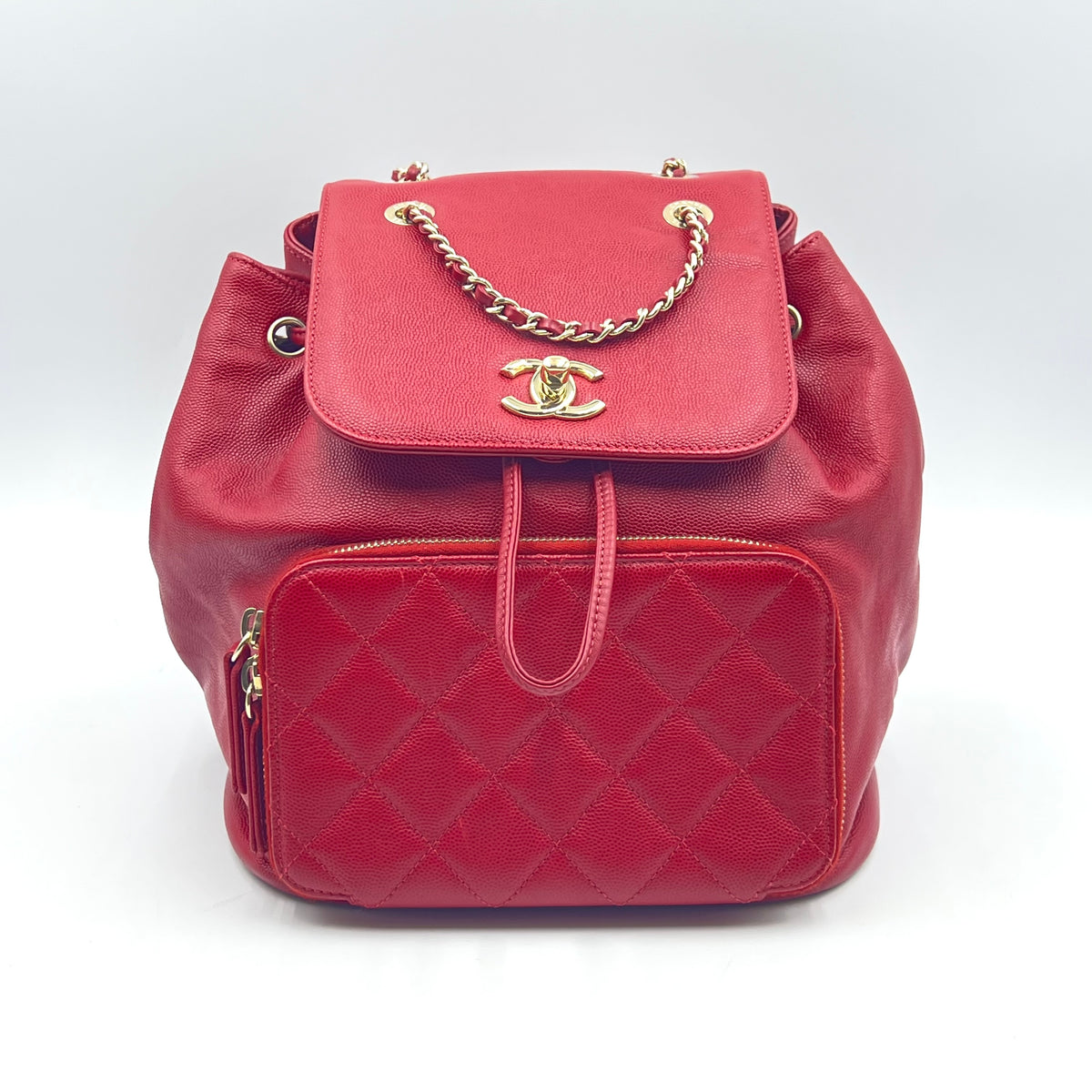 Caviar Quilted Business Affinity Backpack Red