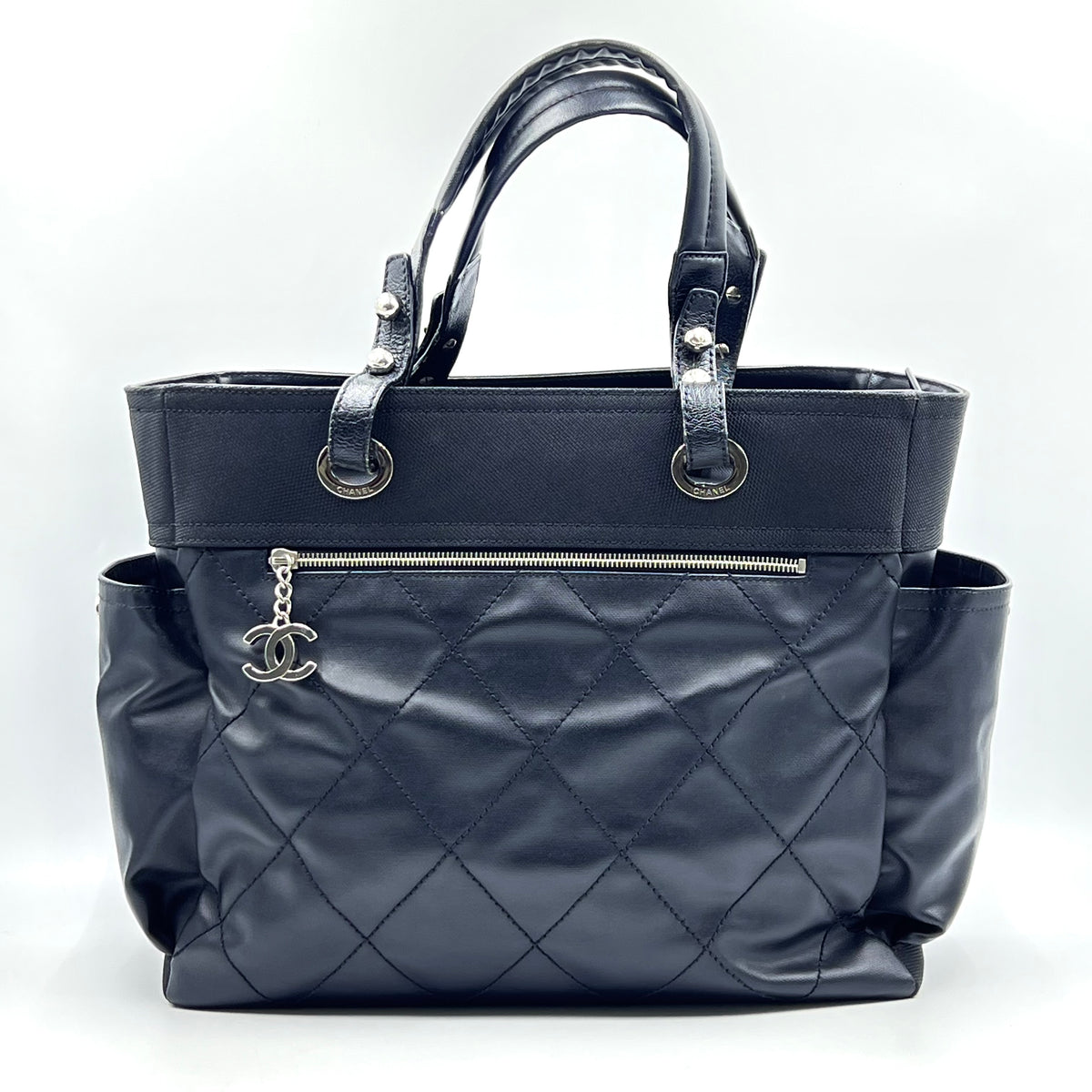 Chanel Coated Canvas Quilted Large Paris Biarritz Tote Black — view 1 of 8 Coated Canvas Quilted Large Paris Biarritz Tote Black, view 1 of 8