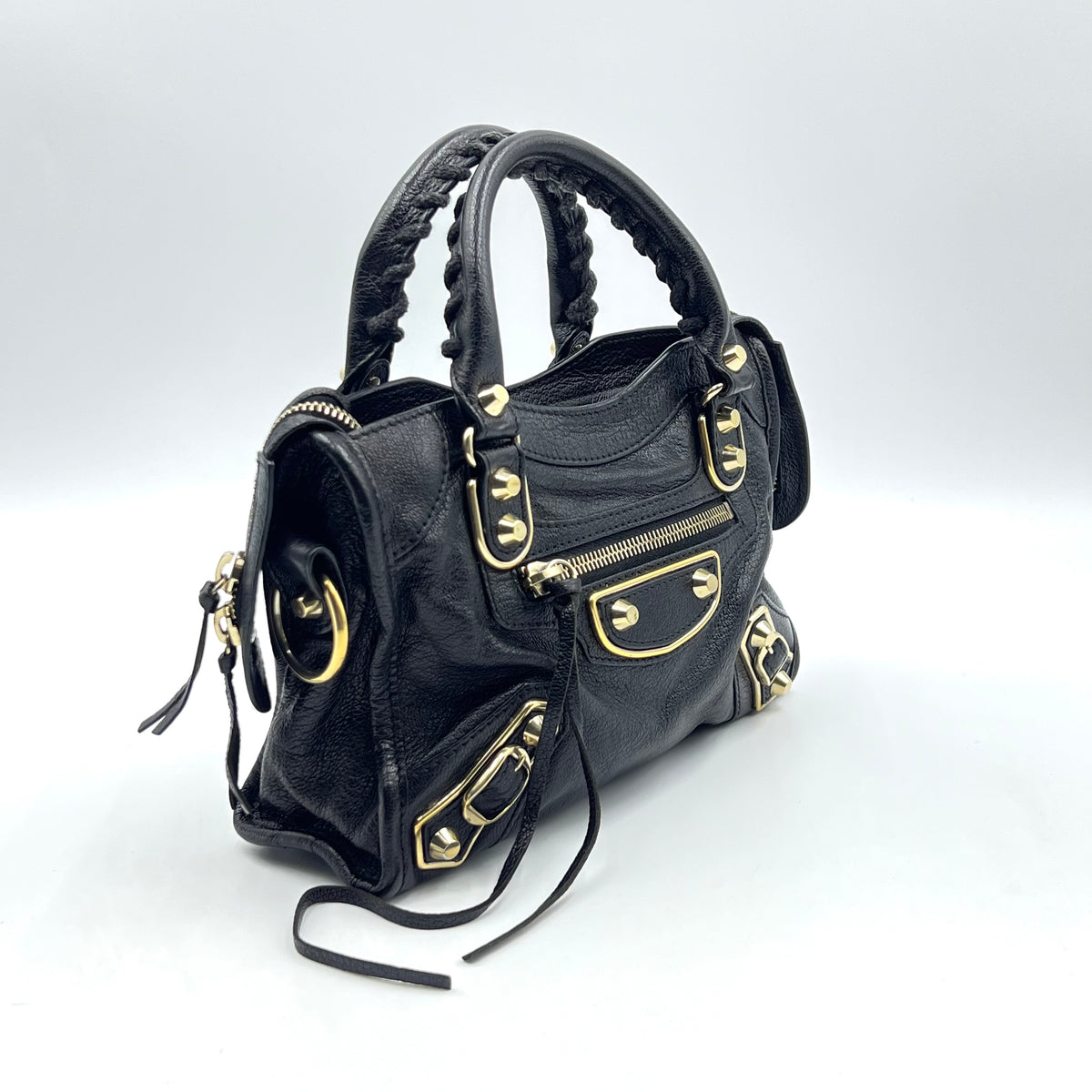 Balenciaga Chevre Gold Metallic Edge Hardware Mini City Black — view 3 of 7 Chevre Gold Metallic Edge Hardware Mini City Black, view 3 of 7