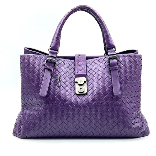 Medium Intrecciato Roma Tote Purple