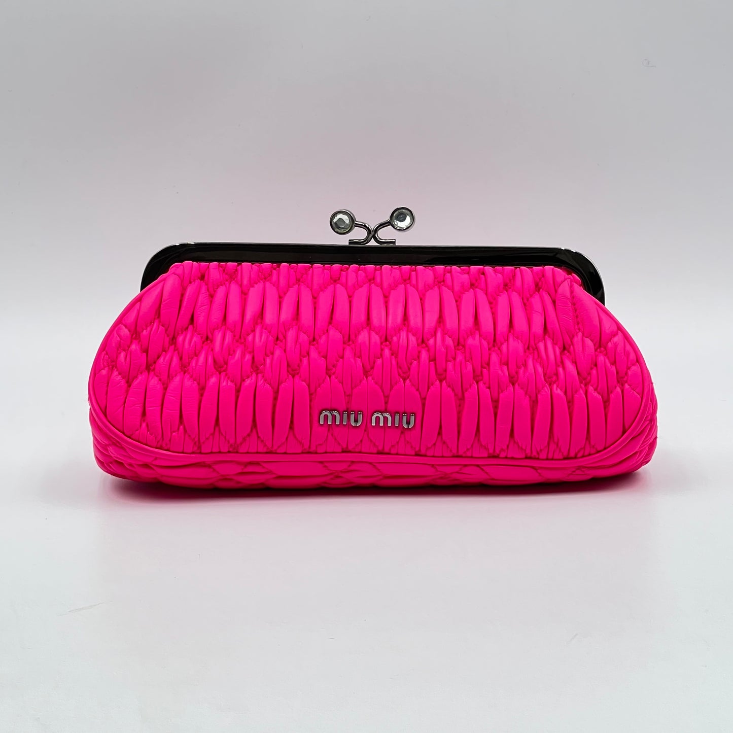 matelasse nappa kiss lock clutch