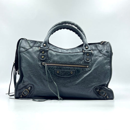 City Leather Bag Dark Olive Gray