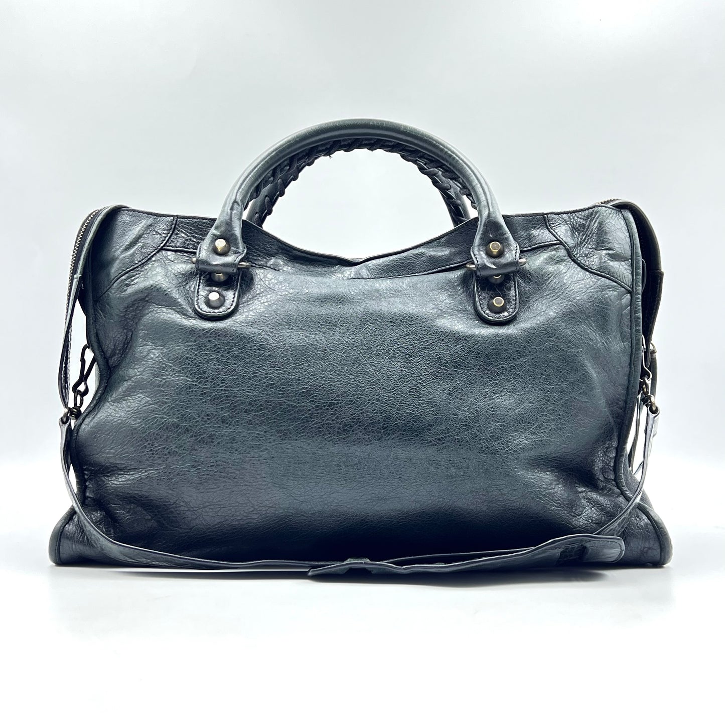 City Leather Bag Dark Olive Gray