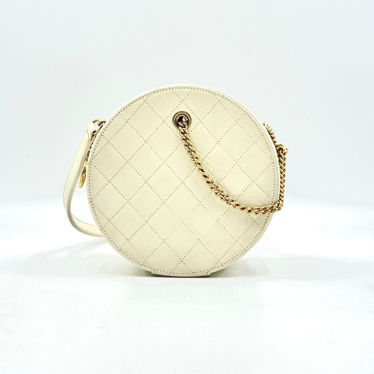 Chanel Crumpled Calfskin Cotton Small En Vogue Round Bag White — view 3 of 7 Crumpled Calfskin Cotton Small En Vogue Round Bag White, view 3 of 7