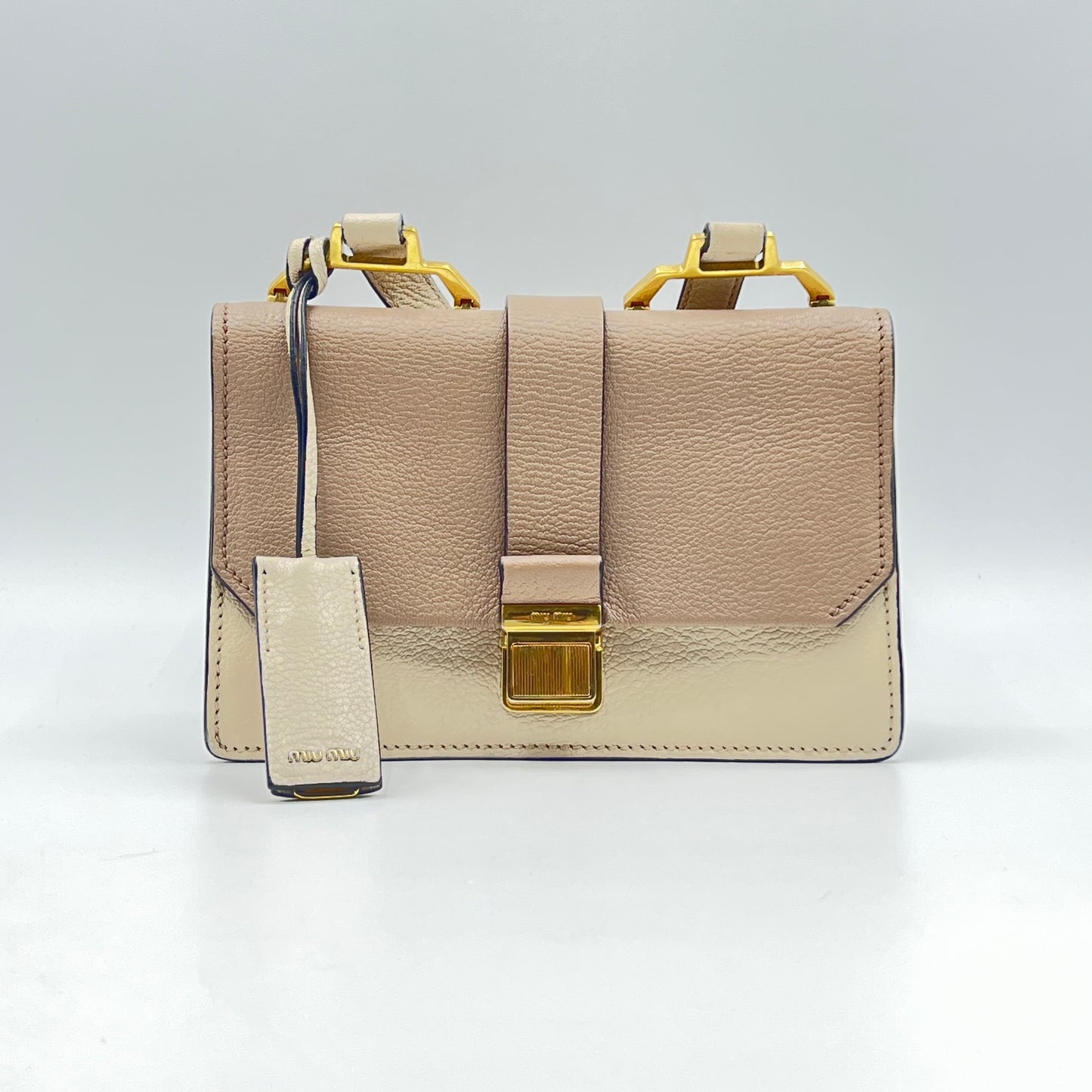Bicolor Madras Shoulder Bag Leather Small
