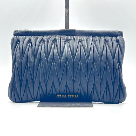 Black Matelassé Leather Frame Clutch