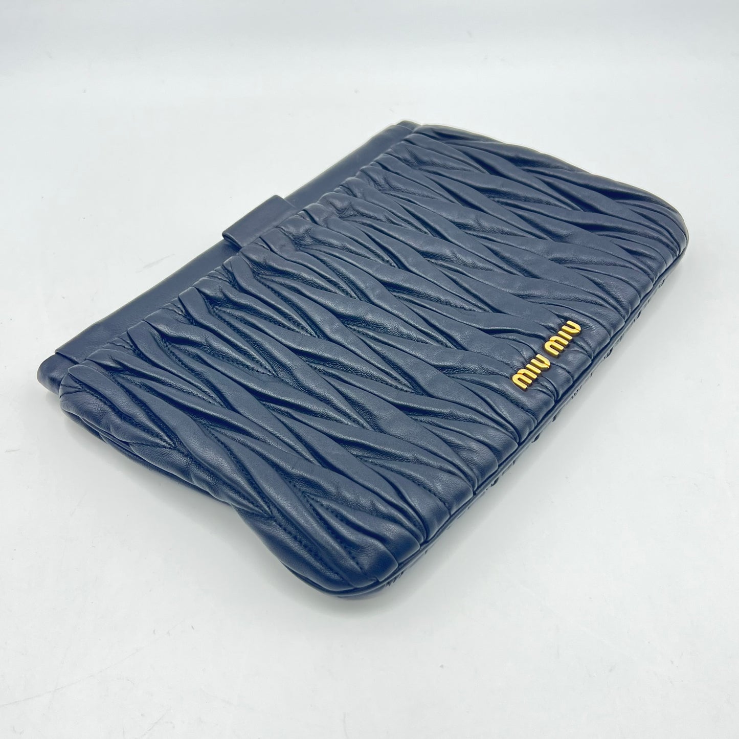 Black Matelassé Leather Frame Clutch
