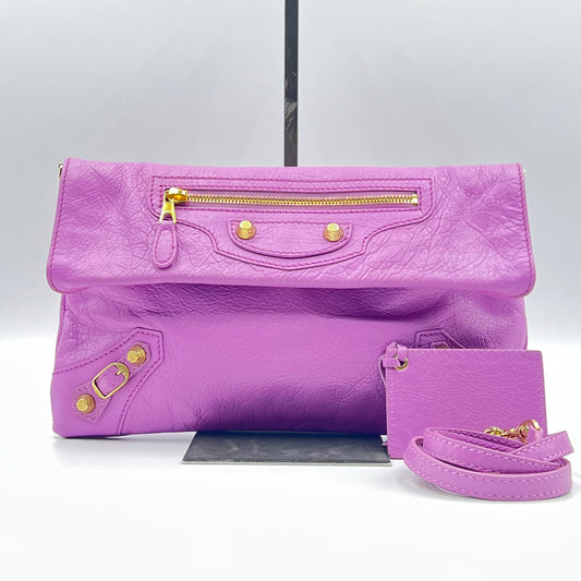 Classic Studs Envelope Strap Clutch Crossbody Leather