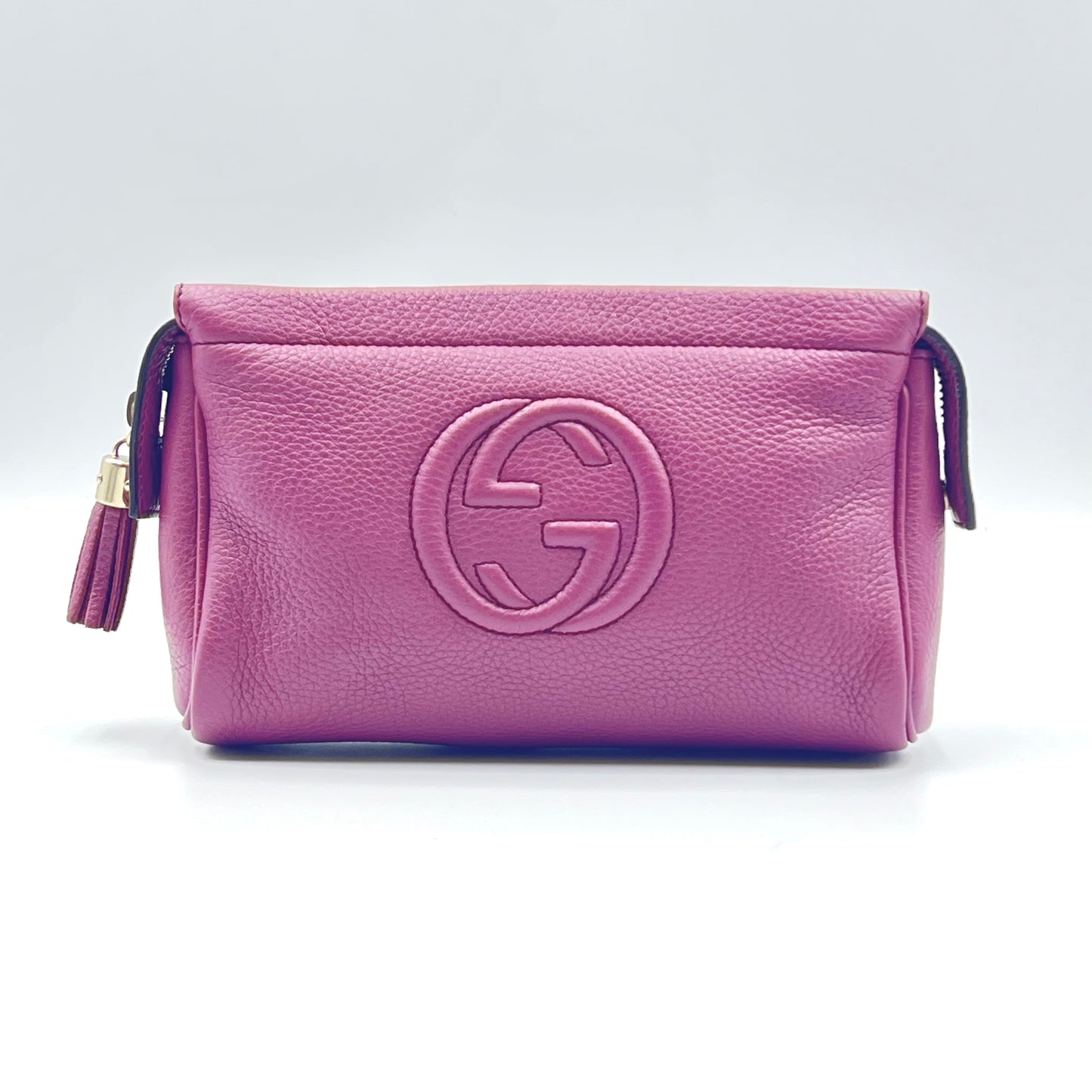 Leather Soho Clutch Handbag with Iconic Logo
