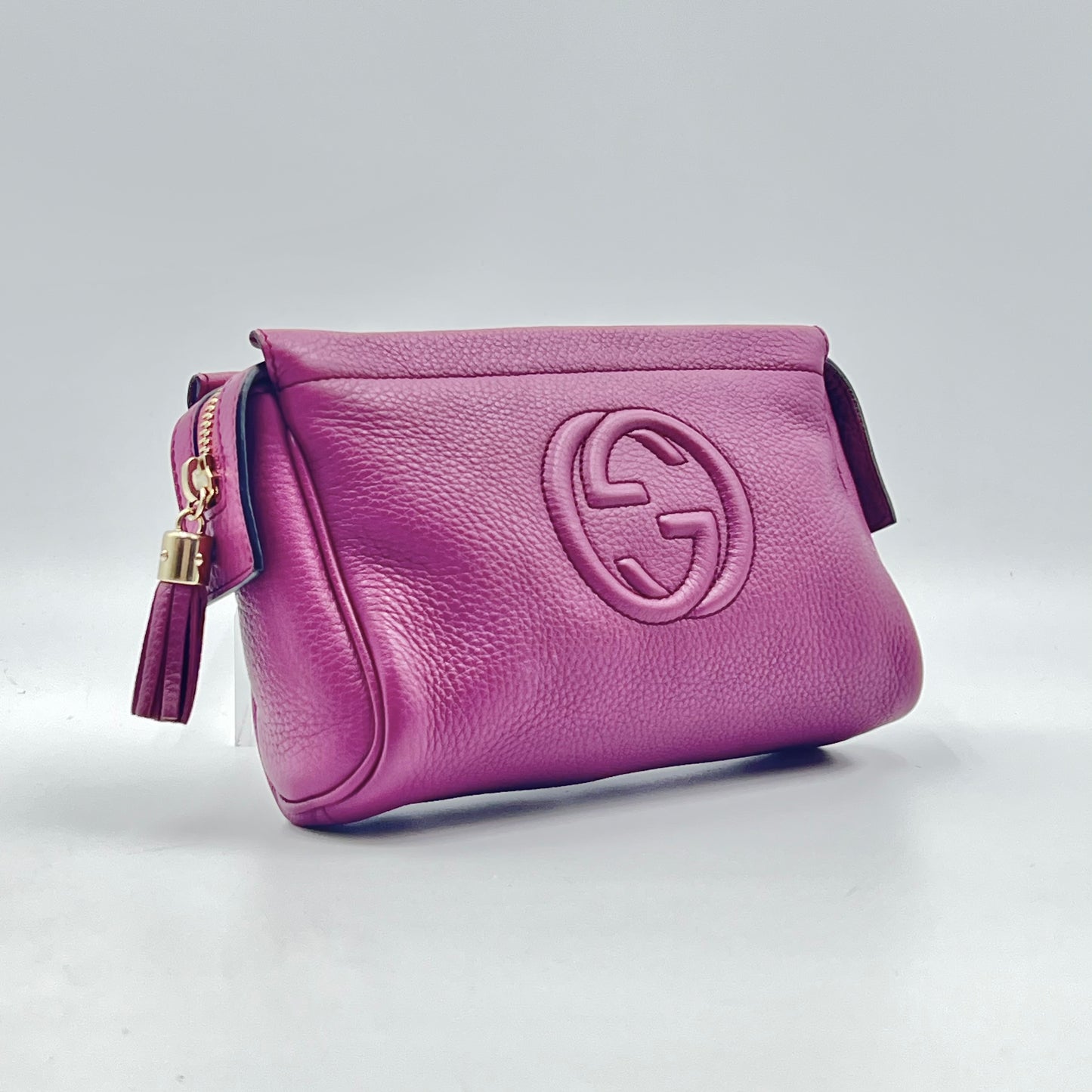 Leather Soho Clutch Handbag with Iconic Logo