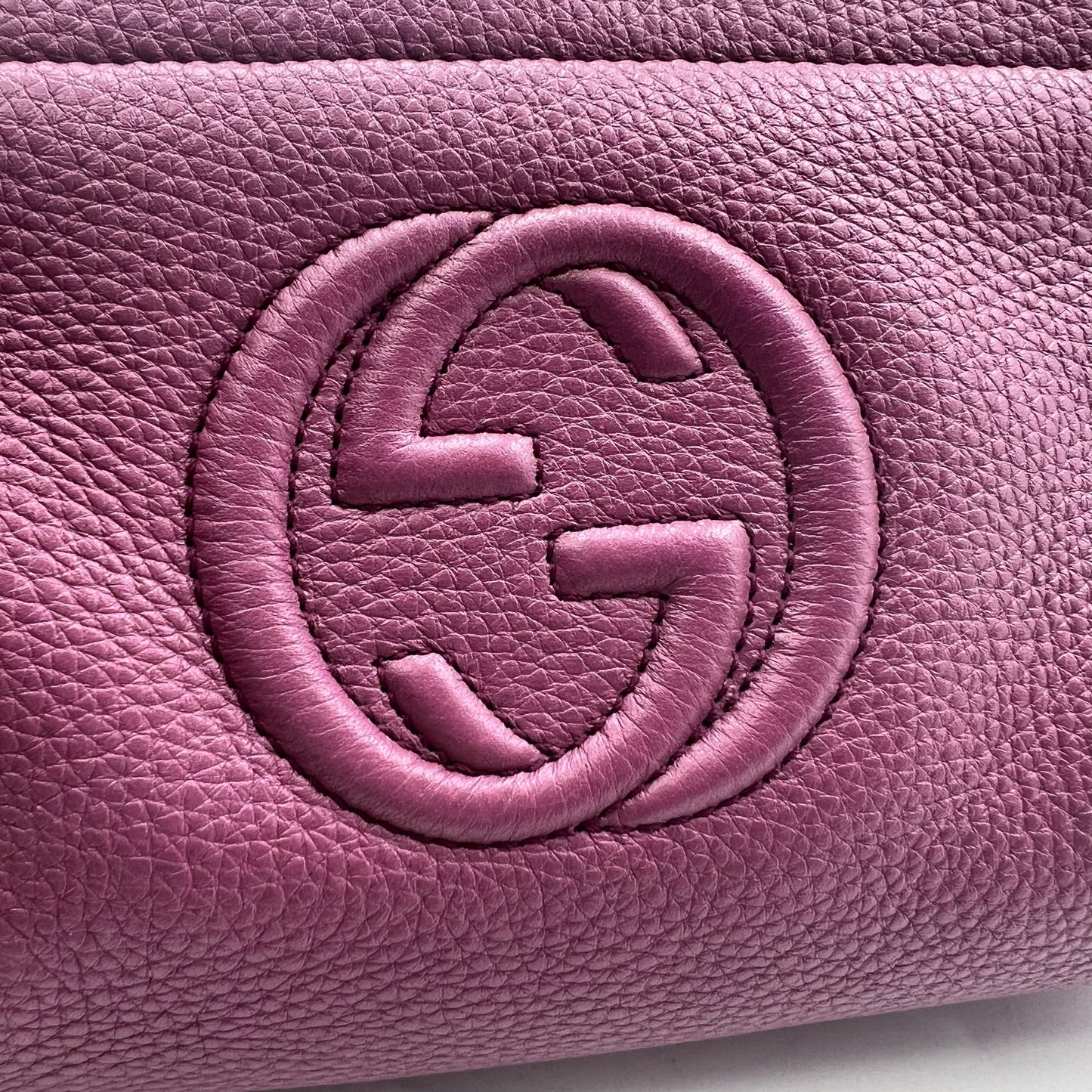 Leather Soho Clutch Handbag with Iconic Logo