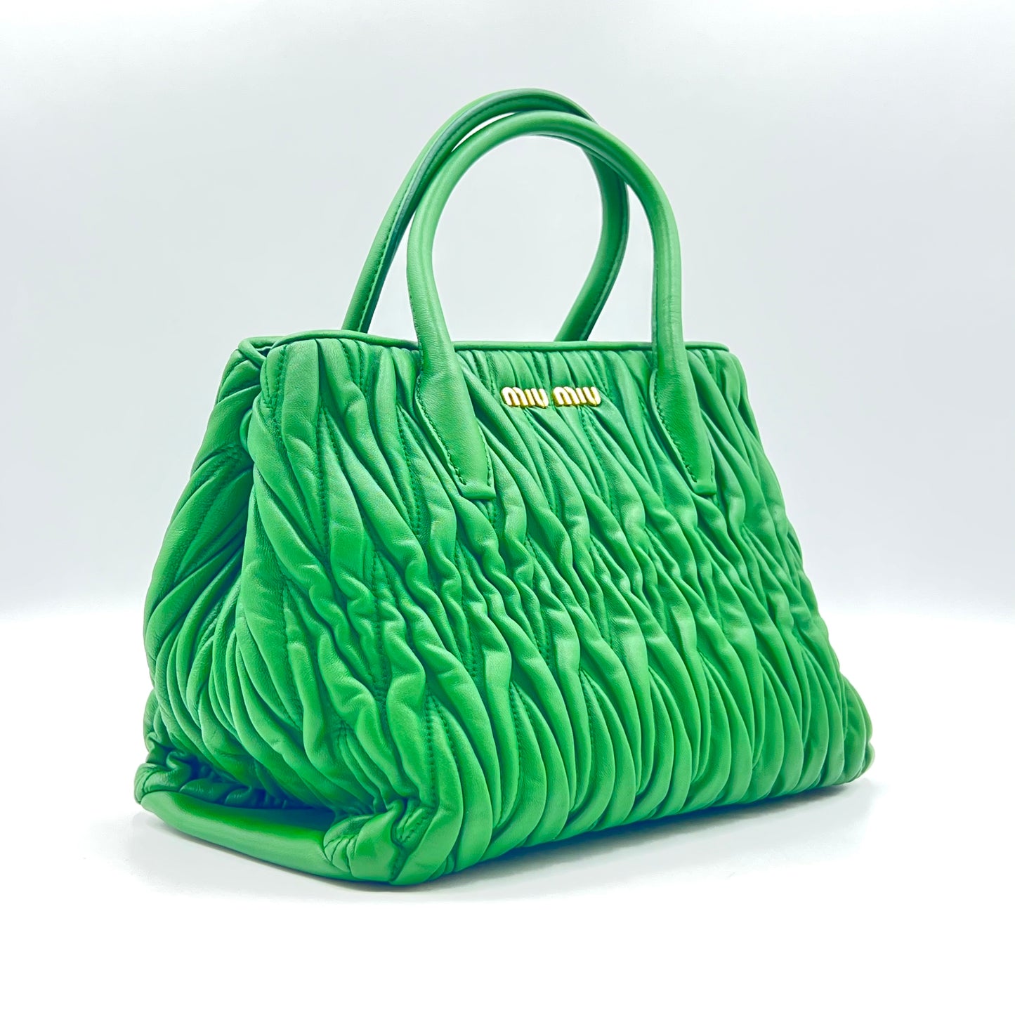 Green Matelassé Leather Snap Tote