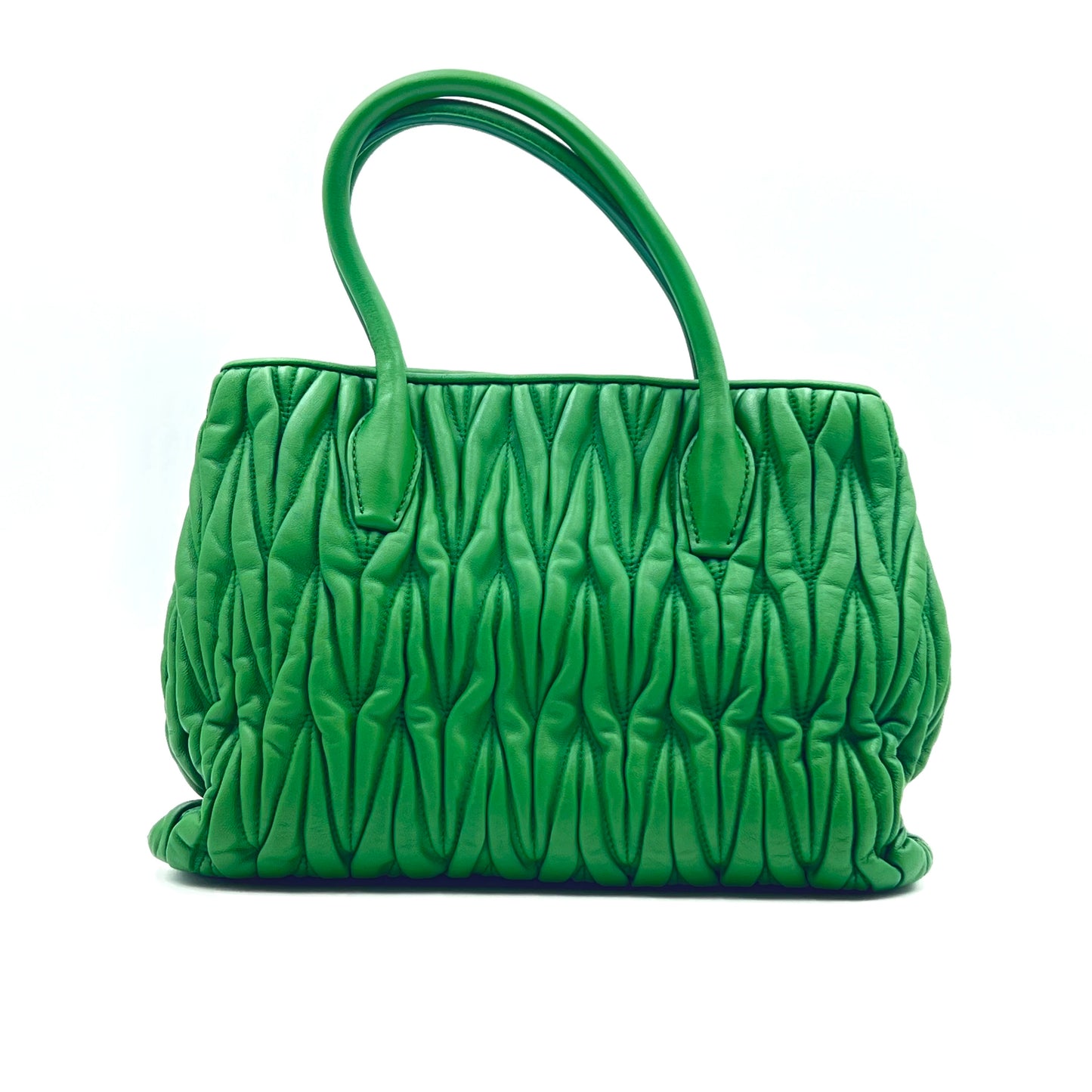 Green Matelassé Leather Snap Tote