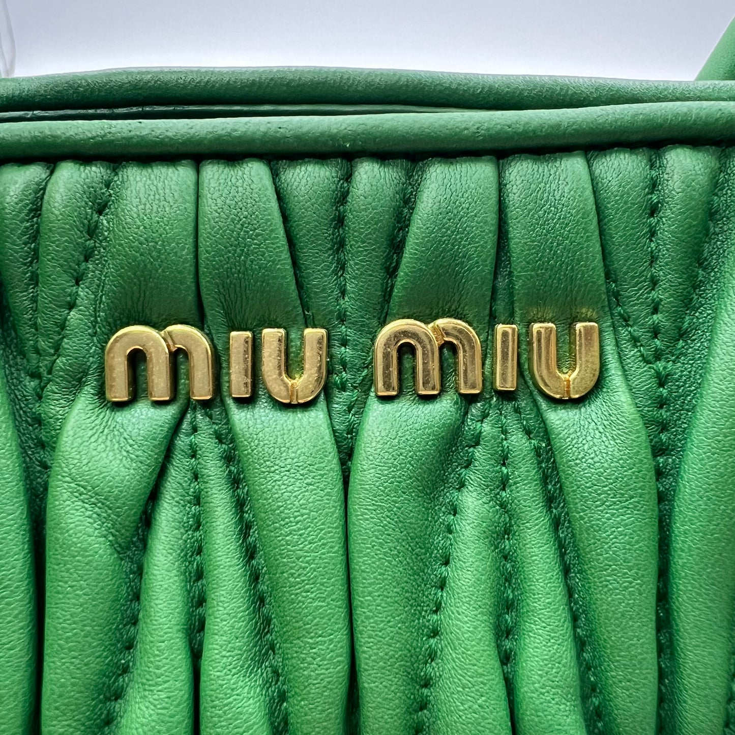 Green Matelassé Leather Snap Tote
