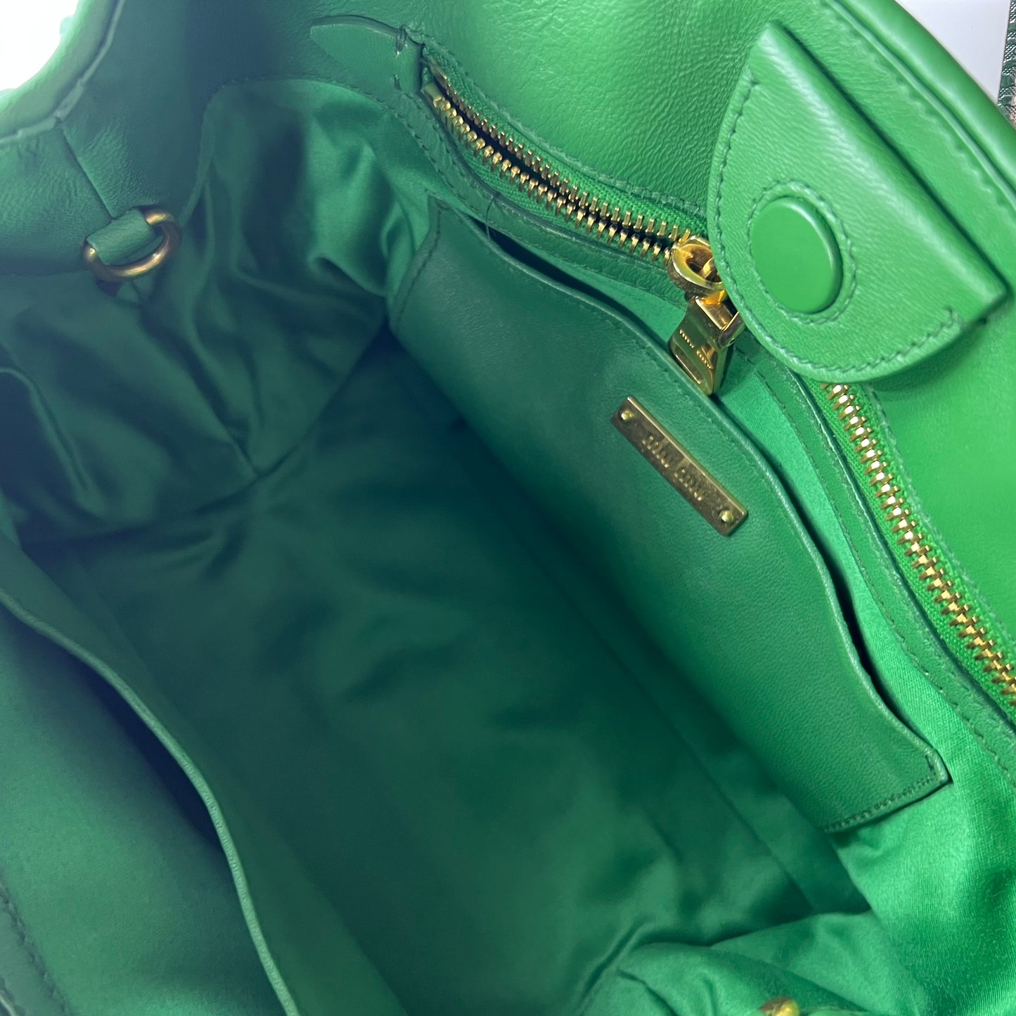 Green Matelassé Leather Snap Tote
