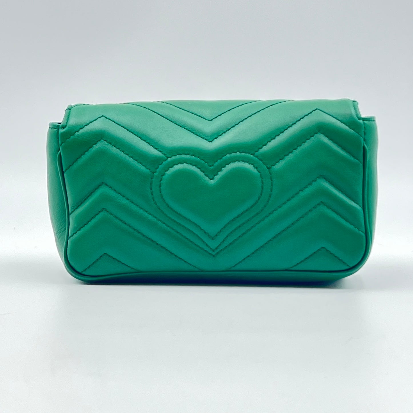 Calfskin Matelasse Super Mini GG Marmont Shoulder Bag Emerald Green