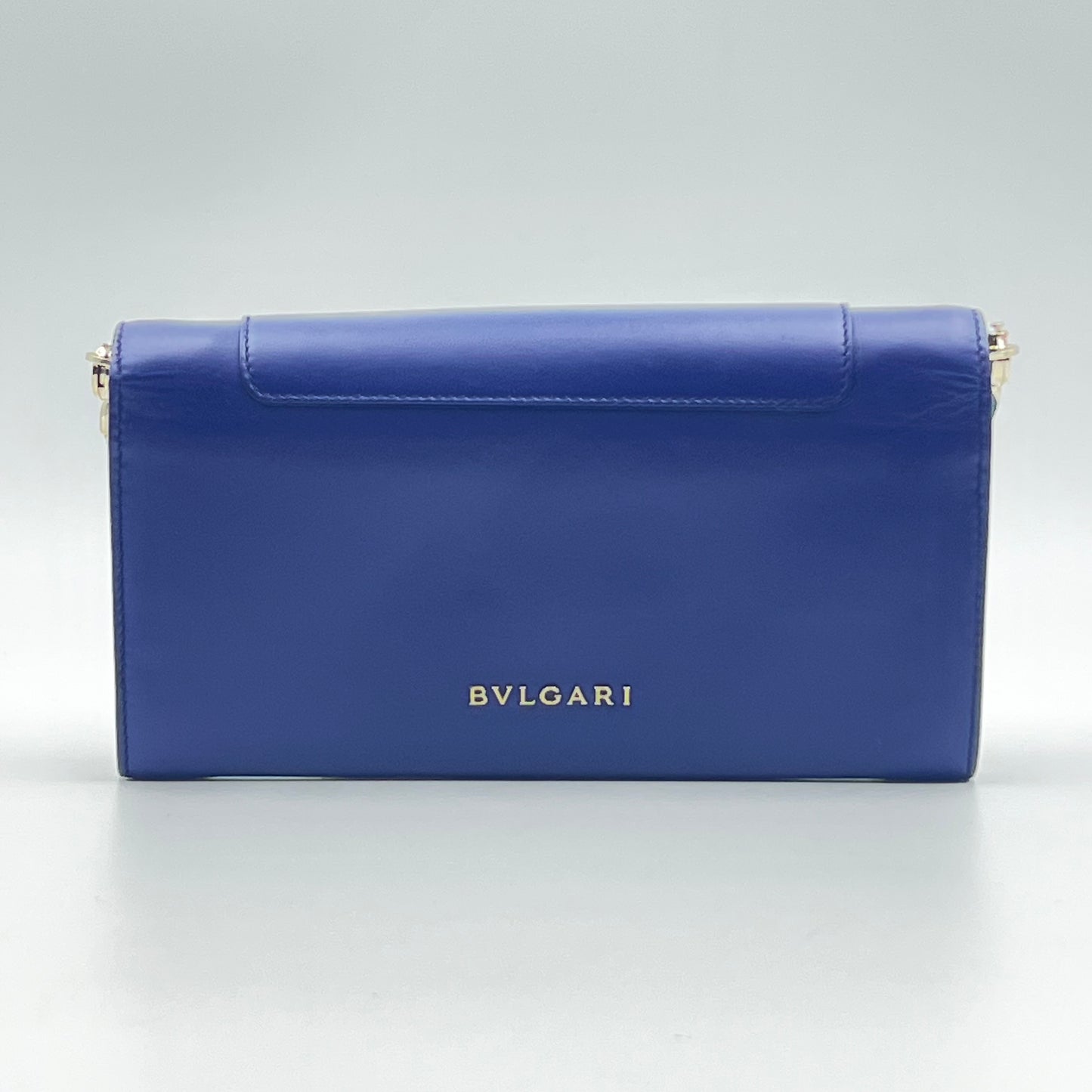 Bvlgari Blue Leather Serpenti Forever Flap Wallet on Chain